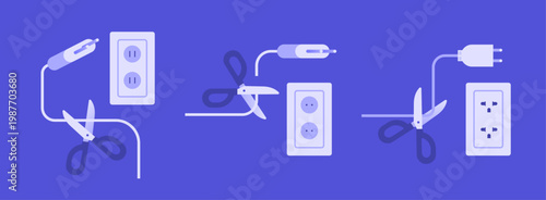 Cutting power cord with scissors