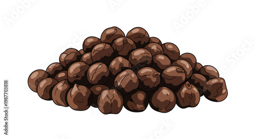 Vector illustration of a pile of roasted black chickpeas