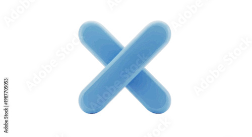 Vector illustration of 3d rendered blue x mark symbol on a transparent background
