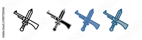 
weapons icon set multiple style collection with sword and gun designs
