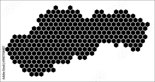 Canvas Print Slovakia simple black and white hexagon map shape template