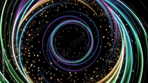 Multicolored swirling light trails animation.