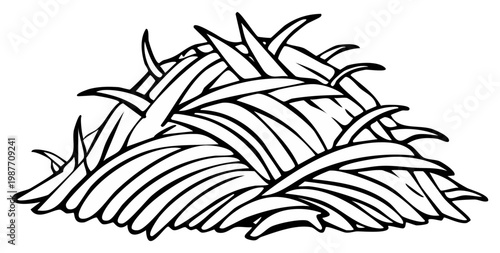 Line Art Illustration of a Haystack or Straw Pile Simple Farming Theme Agriculture Image