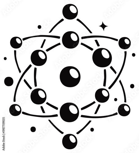 Atom Model Illustration: Structure with Nucleus, Electrons, and Orbitals in Scientific Diagram Design