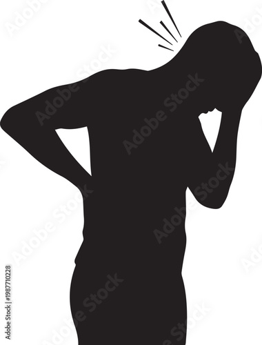 Black silhouette of a person with a headache