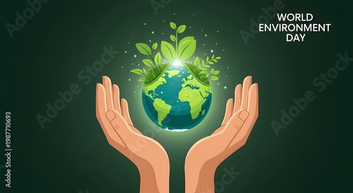 Earth's natural beauty illuminated with environmental awareness message