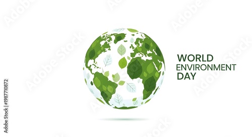 Celebrating world environment day with a leaf-covered globe