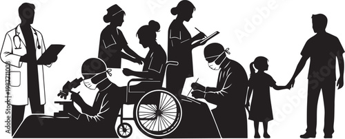 Medical professionals and patients in a healthcare setting