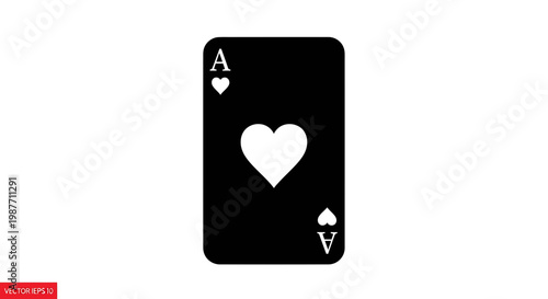Vector Ace of Hearts Playing Card Graphic in Black and White