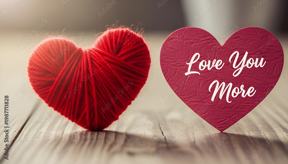 Fototapeta premium Red Yarn Heart with 