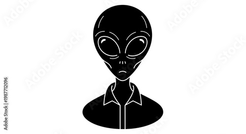 Black Alien Extraterrestrial Character Vector Illustration