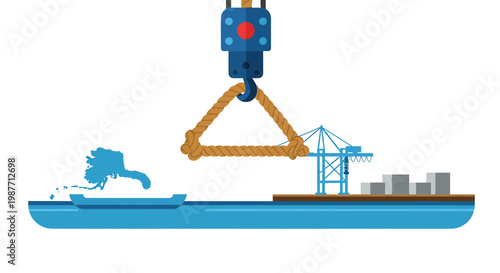 Vector Illustration of Alaska Maritime Shipping and Cargo Logistics