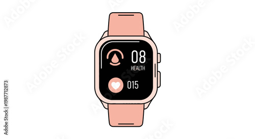 Smartwatch Vector Illustration with Health and Heart Rate Monitoring