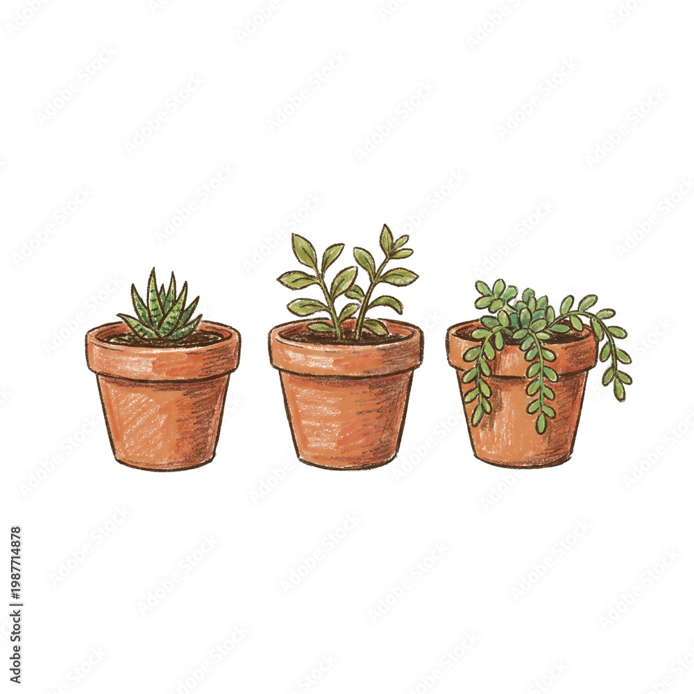 Obraz premium mini plant set, small plant pot, indoor plant, desk plant, home gardening, plant set, aesthetic decor, potted plant, mini greenery, plant decor, office plant, small greenery, eco decor, natural decor,