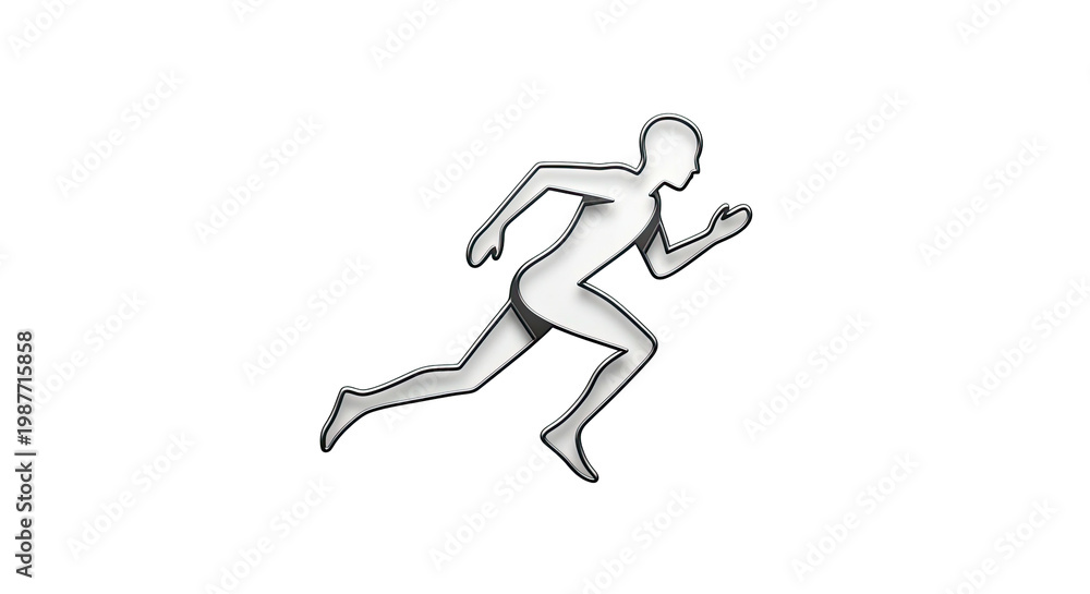 Fototapeta premium Stylized silver outline of a person running dynamically
