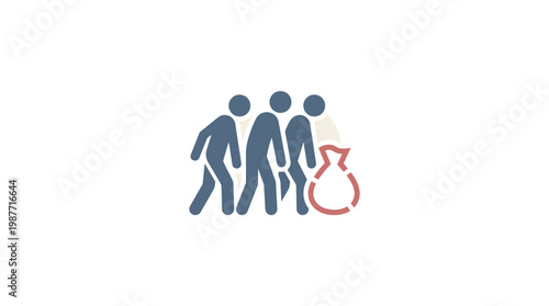 Group of People Following a Bag of Money