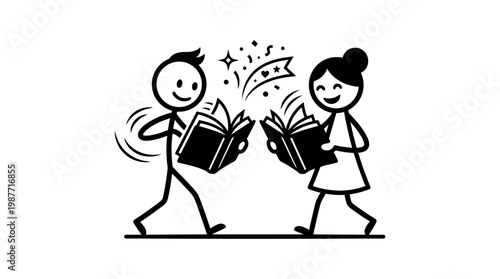 Sharing Stories Boy and Girl Reading Books Together