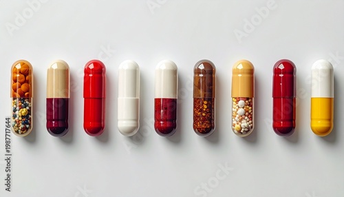  medicine arranged on white background
