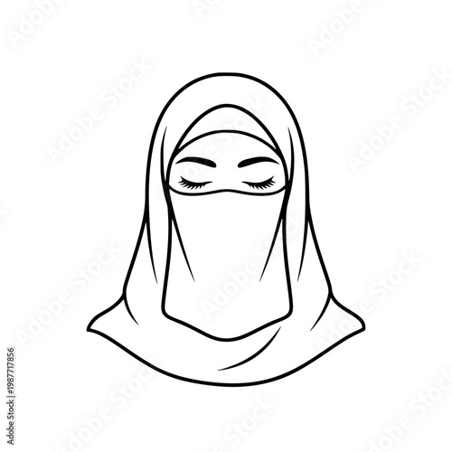 Muslim woman wearing hijab and niqab vector illustration
