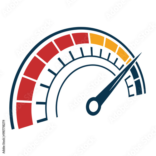 Progress indicator gauge reaching maximum level.