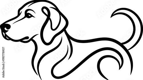 Elegant Black And White Dog Outline