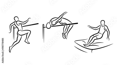 High Jump Stages Running Clearing the Bar and Landing