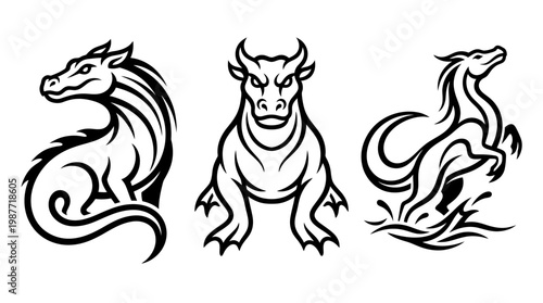 Mythical Creature Line Art Set