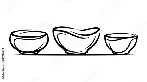 Minimalist Black and White Bowls Arrangement