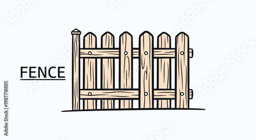 Simple wooden picket fence illustration