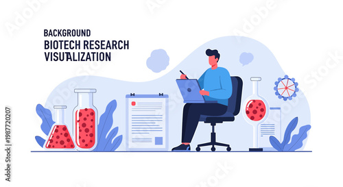 Biotech Research Visualization Vector Illustration