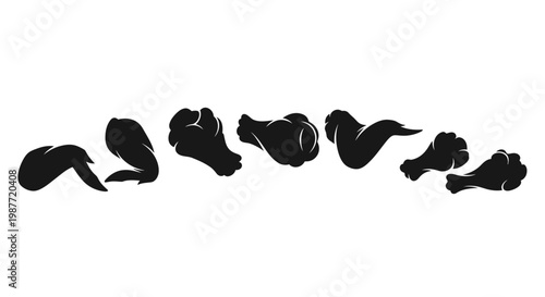 Chicken Wing and Drumette Silhouette Vector Illustration Set
