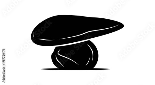 Black Mushroom Silhouette Vector Illustration Isolated on White