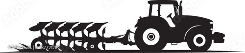 Tractor, farming tractor, agricultural tractor, black silhouette, vector tractor, farming equipment, plow