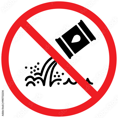 No Oil Dumping Sign, Environmental Protection Symbol, Prohibition Vector