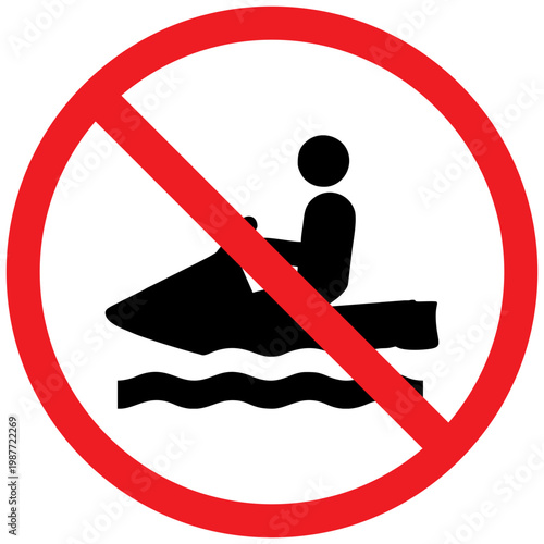 No Jet Ski Sign Icon, Water Activity Prohibited Symbol, Warning Vector