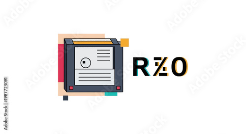 Vintage Computer Floppy Disk Vector Illustration Graphic