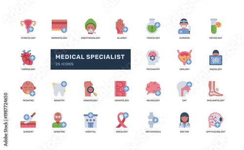 Medical Specialist Flat Icon Set Healthcare Doctor Clinic