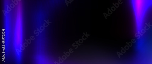 Purple neon light leak background. Old film bokeh flare overlay. Vintage photo filter texture. Exposed saturated photography effect wallpaper. Vector aged blur ultraviolet vertical gradient backdrop