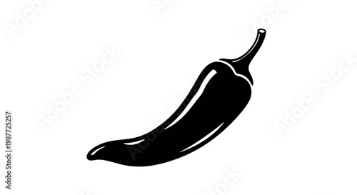 Spicy Chili Pepper Silhouette Minimalist Black Vector Art
