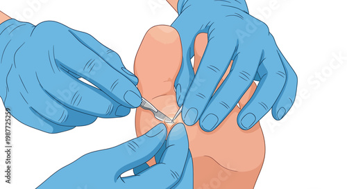 Vector Illustration of Medical Professional Removing Foot Callus