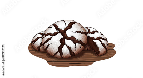 Homemade Chocolate Crinkle Cookies Illustration