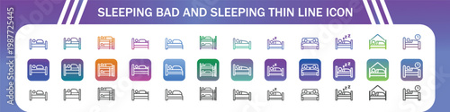  sleeping bad and sleeping thin line icon. in EPS, AI , PNG JPG format 
