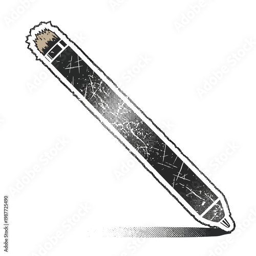 Stylized Pencil Drawing Tool on White Background