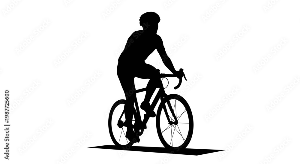 Obraz premium Professional Cyclist Silhouette Riding Road Bike Illustration