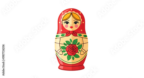 Traditional Russian Matryoshka Nesting Doll Vector Illustration