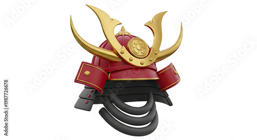 Red and Gold Samurai Helmet