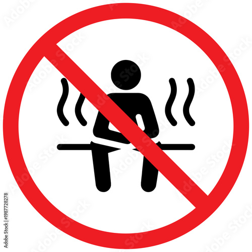 No Sauna Sign, Heat Room Prohibited Symbol, Health Safety Vector