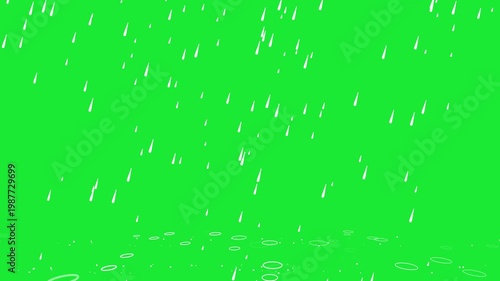 video of rain and water splash effects below on a green screen