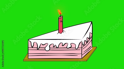 video of birthday cake with candles on green screen