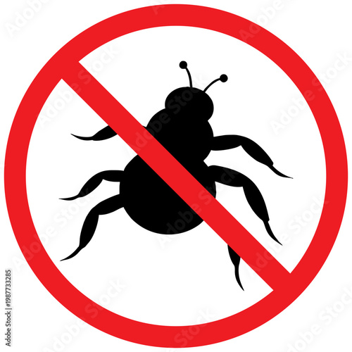 No Spider Sign Icon, Arachnid Prohibited Symbol, Pest Control Vector